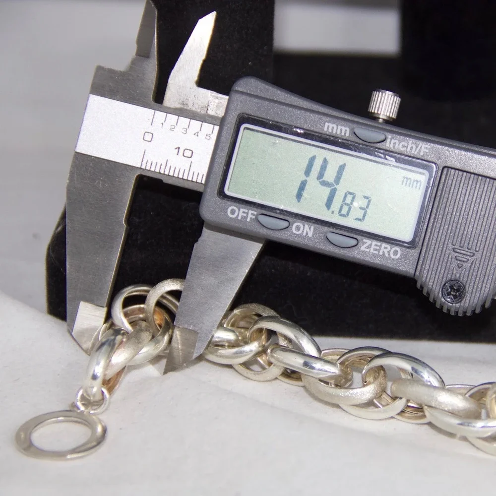 Heavy Italian Sterling Silver 925 Chunky Textured Link Toggle Bracelet